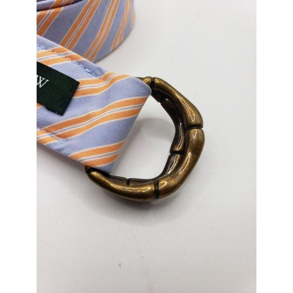 J. CREW Women's Cotton Double Bronze D-ring Preppy Belt Blue Orange Stripe - S/M - Picture 8 of 8